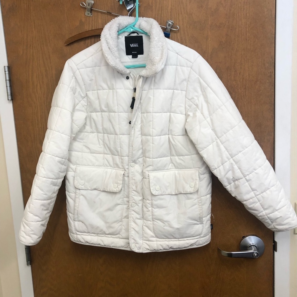 Vans White Millie MTE puffer Jacket with Black Label - marshmallow